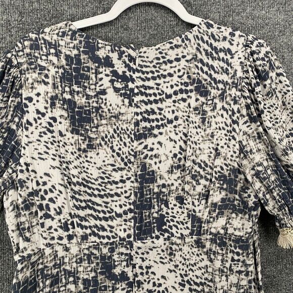 Express Dress Womens M Gray Print V-Neck Hi Low Ladies Cottagecore Boho Peasant - Picture 6 of 12